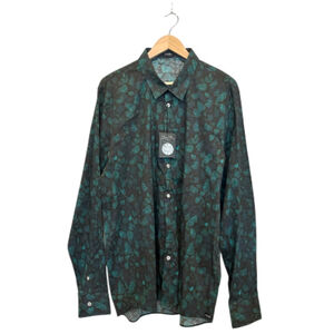 Good Man Brand Men's Teal & Black Patterned‎ Casual Button Down Shirt Size XXL